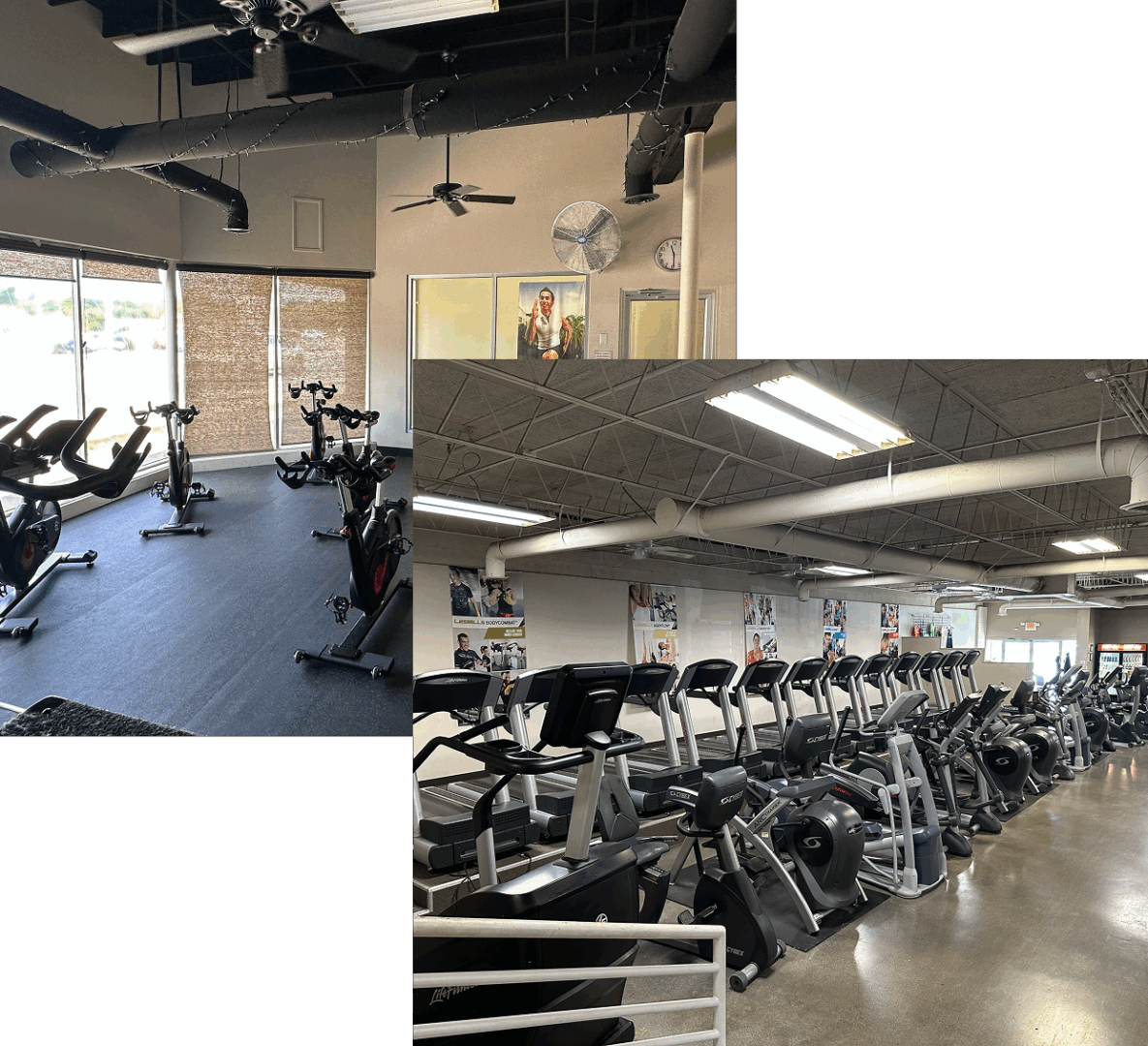 Group 8 A gym with many machines and people in it