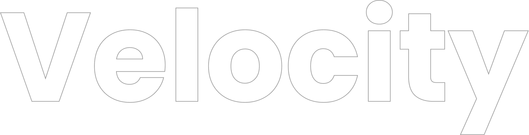 The word "Velocity" is written in large, black outlined letters on a transparent background.